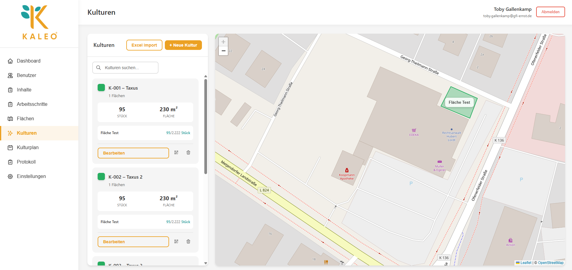 KALEO Webportal Verwaltung – Baumschule Software